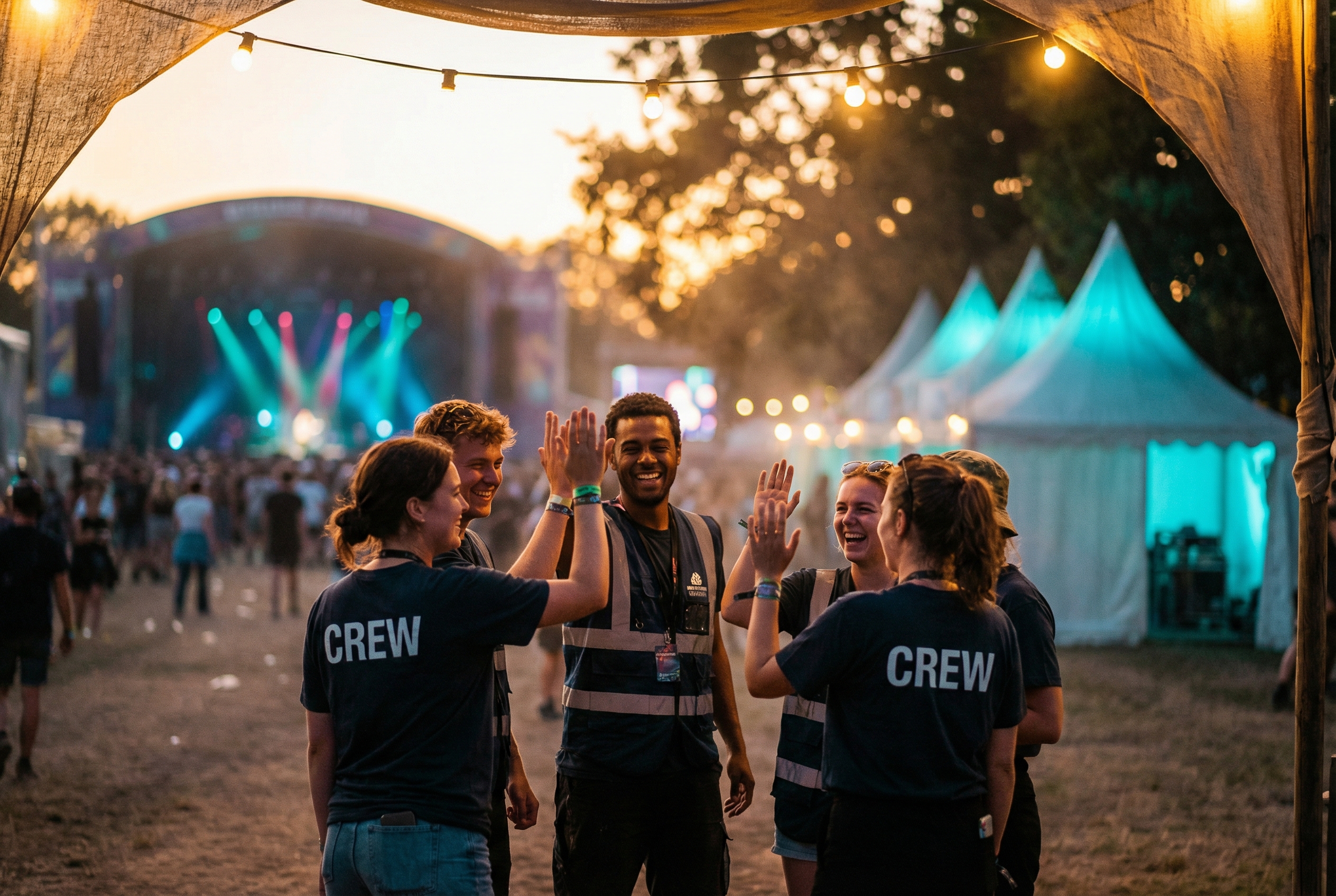 Festival Service CREW team high-fiver ved festival